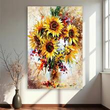 Framed 1PC Room Decor Art Sunflower Modern Floral Canvas Prints Aesthetic Posters Artwork Flowers Pictures On Canvas Wall Art For Home Office - Framed - View 1
