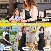 1pc Plus Size Bib Apron, Oversized Adjustable Men Women Chef Apron With 2 Pockets, Suitable For Indoor & Outdoor Cooking, Kitchen Use