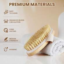 C POPCHOSE Dry Brushing Body Brush, Natural Bristle Dry Skin Exfoliating Brush Body Scrub For Flawless Skin, Cellulite Reduction, Lymphatic Drainage And Blood Circulation Improvement - 2 Count (PP+Boar Bristles) - View 3