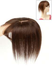 女士优雅手工假发，全真人发质，轻盈无缝，蓬松度增强器，隐形皇冠接发，适用于稀疏头发，直发造型，通用，女士稀疏人发假发，自然直发造型，增加蓬松度，遮盖白发 - S2 - 查看 5