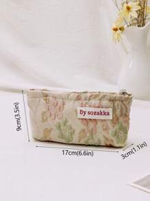1 pièce Sac de maquillage en tissu jacquard rose à motif floral haut de gamme, fashionable et casual, grande capacité, fermeture éclair portable. Sacs de cosmétiques essentiels pour les voyages et les vacances pour serviettes hygiéniques, tampons, écouteurs filaires, écouteurs, casques, chargeurs, rouges à lèvres, cosmétiques, parfums, soins de la peau et produits de beauté, décoration de la maison, pour maman, femmes, infirmières, étudiantes, filles d'école, clés, cadeaux de vacances, pour la plage de vacances, la collection de salle de bain, la collection de chambre, grande capacité