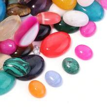 5 Stücke/10 Stücke pro Packung natürliche ovale Edelstein Cabochons, zufällig gemischte Farben und Größen, elegant Türkis, Jade, Achat lose Steine für DIY Schmuckherstellung, Halskette, Ring, Armband Dekoration