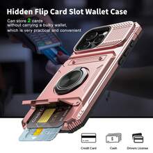 Ốp lưng điện thoại cứng cáp, chống sốc, màu hồng, có chân đế kim loại và khe đựng thẻ, tương thích với Apple 17, 16, 15, 14, 13 Pro Max, Galaxy S25, S24, S23 Ultra Plus FE, A14, A15, A16, A17, A25, A35, A55, A26, A36, A56 và các dòng khác, phiên bản quốc tế, không phải phiên bản nội địa. - Hoa hồng vàng - Xem 4