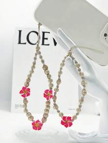 1 件夏日度假风格手工陶瓷花串珠木质手机壳配件、手机带、相机挂绳、耳机吊坠 - 彩色 - 查看 1