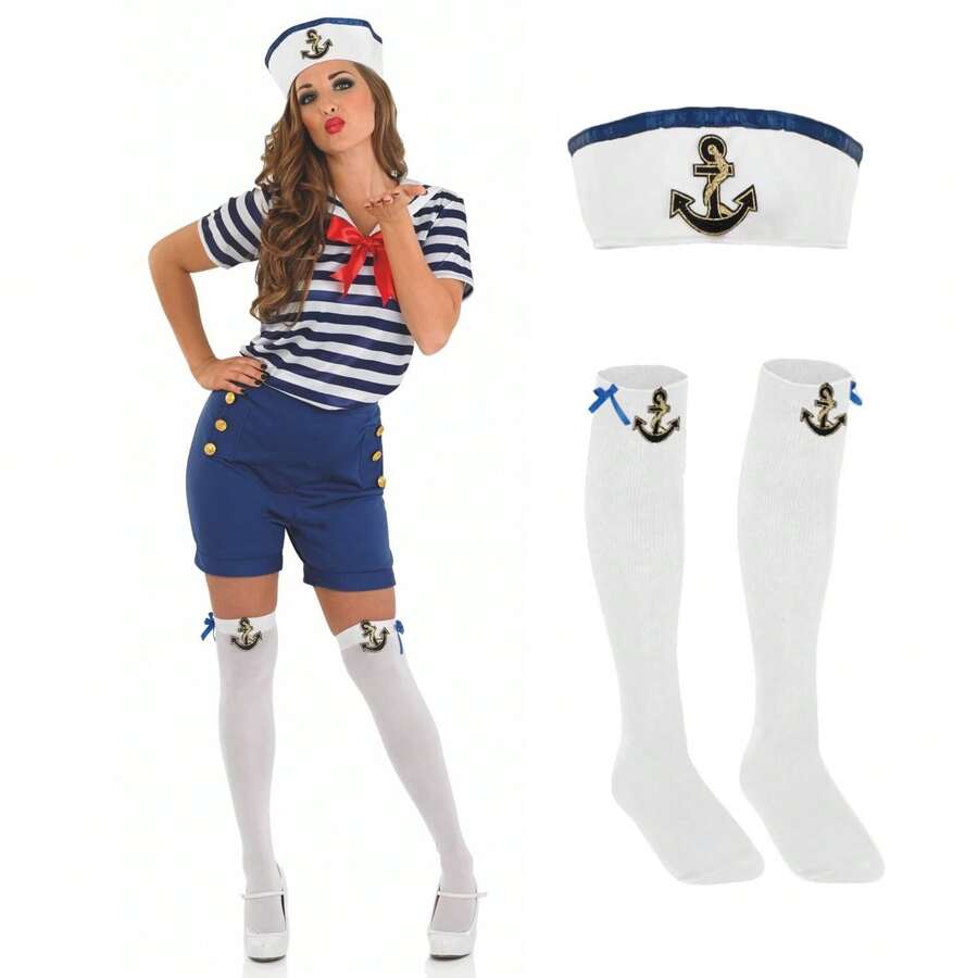 Morph Costumes Fun Shack Women's Navy Sailor Costume - Stylish Fancy Dress For Parties, Halloween, Nautical Themes, And Cosplay Events - Blue - View 1