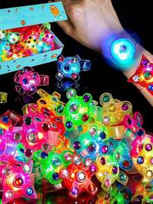 10个装LED发光手环，生日派对礼物，夜光派对用品，课堂奖品，闪光腕带装饰，旋转LED灯手环，闪亮手环玩具，发光派对用品，生日礼物，适用于生日派对、宴会、礼品、装饰、新年、复活节嘉年华、皮纳塔填充物、母亲节、毕业典礼等场合。