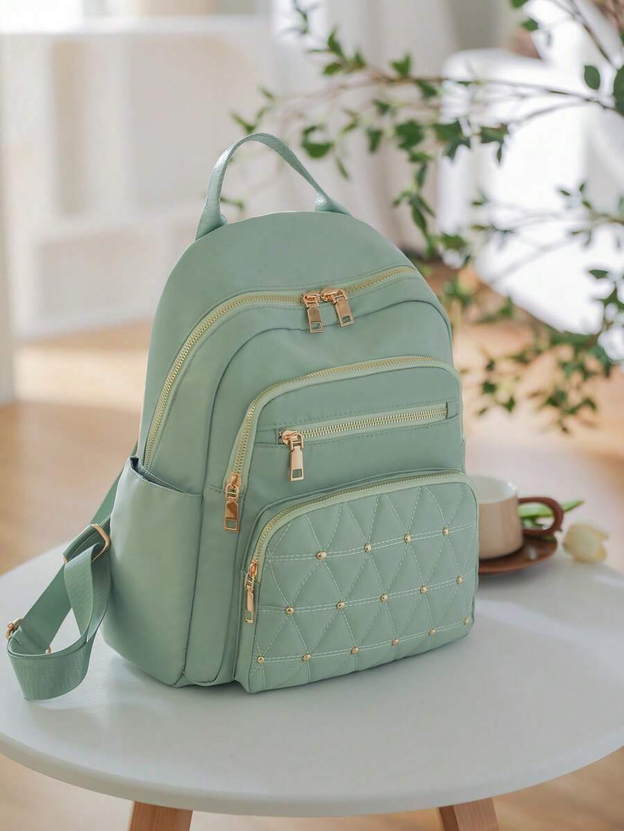 Women's Fashion Versatile Large Capacity Backpack With Rivets, Shoulder Bag For Commuting, Students, Moms