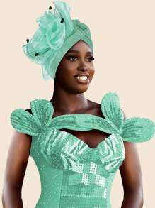 Élégante pièce pour cheveux rétro en fleurs, maille, plumes et organza, chapeau de décoration polyester unicolore adapté pour tous les jours, décontracté, soirée, mariage, vacances, printemps/été/automne/hiver