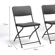 Folding Garden Chairs Rattan Effect Foldable Chairs Set Of 2 Outdoor Seats For Alfresco Dining For Patio Terrace Conservatory Balcony Decking - GraphiteGrey - View 3