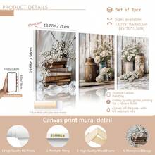 3 件/套无框帆布墙面艺术画花卉和书籍适用于家庭、客厅、咖啡店、办公室、墙面装饰艺术、豪华壁挂、海报、墙面艺术、房间装饰用品、现代、植物 - 彩色 - 查看 14