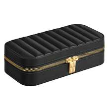 Caja de joyería SONGMICS HOME ANAH Collection - Estuche de joyería de viaje pequeño con espejo, MJBC180B01 Almacenamiento para la vuelta al colegio en el dormitorio - Negro - Ver 1