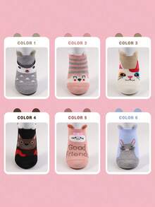 Pantis Invisibles Para Mujeres Con Pequeñas Orejas Y Diseño De Dibujos Animados, Calcetines Adorables Para Chicas - Multicolor - Ver 2