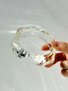 1pc Summer New Geometric Rhombus Transparent Resin Bracelet, Personalized Creative Stacking Jewelry Gift