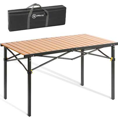HOMECALL Klapptisch Campingtisch Klappbar Balkontisch Gartentisch Tragbar Outdoor Tisch (Aluminum Roll Up Tabletop, höhenverstellbares Bein, bis 100kg), Robust, stabil, für 4-6 Personen Maße (Höhe): 70 cm