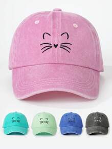 1pc Women Embroidered Palm Tree Washed Baseball Cap, Adjustable Outdoor UV Protection Sun Hat For Spring Autumn Travel Beach Vacation, Y2K Style Unisex Youth Cap