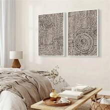 1/2 件米色和黑色抽象墙面艺术装饰海报现代简约波西米亚大地色调帆布印刷时尚画作适用于客厅卧室家庭办公室宿舍装饰墙面背景设计画带框/无框 - 彩色 - 查看 3