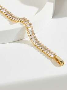 1 قطعة سوار موضة أسلوب بوهيمي ألماس زركونيا 5 مم لامع بطلاء ذهبي للزينة اليومية أو الحفلات أو كهدية
