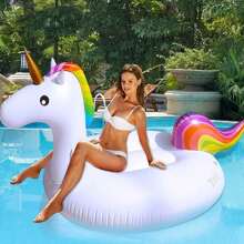 1pc Inflatable Unicorn Pool Float, Adult-Sized Colorful Unicorn Lounger, PVC Water Sofa Suitable For Swimming Pool, Beach, Outdoor, Festival, Birthday Party