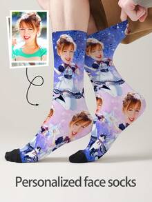 1 Pair Custom Face Socks, Custom Photo Sock, Custom Printed Socks, Personalized Funny Face Socks, Custom Picture Socks, Put Any Face On The Socks, Anniversary Gift, Valentine Gift, Birthday Gift, Wedding Gift - Multicolor - View 6