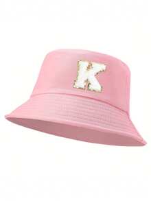 1pc Women'S 26 Letters Bucket Hat, Personalized Fashion Casual Sun Hat, Casual Holiday Beach Sun Hat For Travel, Daily Travel Outdoor Sports Hat, Sun Hat, Minimalist Bucket Hat, Lightweight And Foldable, Suitable For Outdoor, Travel, Hiking, Picnic, Commuting, Etc., Also A Great Gift For Mom Or Friends