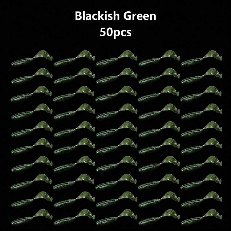 50pcs Bionic Soft Worm Fishing Lures, Rolling Tail Maggot, PVC