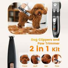 1 Set Of 2pcs Pet Electric Clipper With LED Digital Display Battery Level, Low Noise Pet Electric Trimmer Grooming Kit For Brushing Dogs And Cats Hair, Professional Pet Beauty Clipper Electric Trimmer Kit