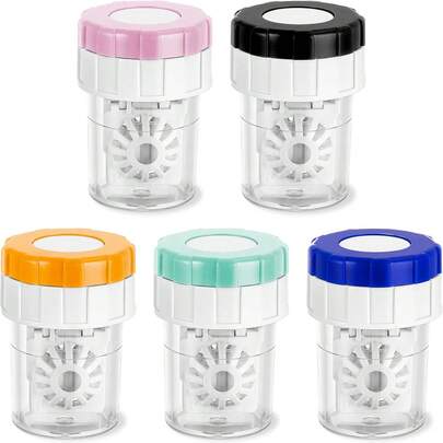 1个手动旋转式隐形眼镜清洁器，彩色隐形眼镜清洁容器，大容量便携透明隐形眼镜收纳盒，隐形眼镜浸泡及收纳盒，适合旅行和日常使用