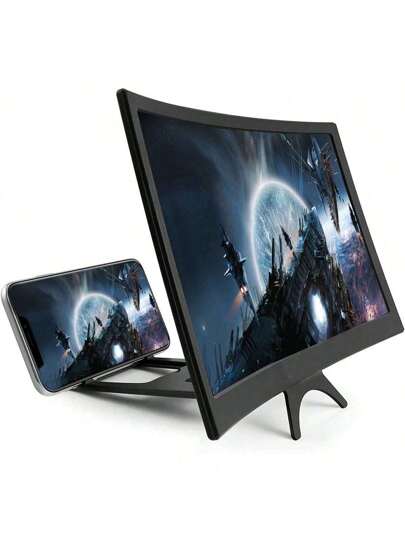 Screen1pcs Magnifier For Cell Phone, 12" Curved Phone Magnifying Screen Upgraded HD 3D Phone Screen Amplifier Phone Stand With Screen Enlarger Compatible With All Smartphones For Movies Videos