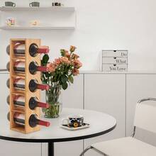 Vertical Wine Rack With 5 Compartments Wine Rack Large Capacity Decorative Furniture Living Room Restaurant Bar Wine Cellar - Wood Color - View 3