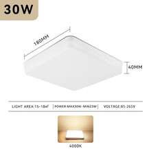 CANMEIJIA 1 pieza Panel de luz cuadrado montado en el techo con marco blanco, estilo moderno, 85V-265V sin parpadeo, luz blanca/neutra/cálida, alto brillo, diseño delgado, adecuado para pared/pasillo/habitación/entrada/techo/cocina/sala de estar/baño/dormitorio/estudio, lámpara de techo interior selecciona el tamaño según el escenario de uso - marco blanco - Ver 16