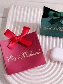 10pieces Of Exquisite Mini Gift Boxes Specially Designed For Eid Al-Adha, Elegantly Designed In Black, Green And White, Red, Uniquely Gold Plated, With Luxurious Ribbons. Suitable For Candies, Chocolates And Small Gifts. Perfect For Festive Celebrations, Special Occasions And Heartfelt Surprises. Elegant Packaging For Unforgettable Moments - Multicolor - View 5