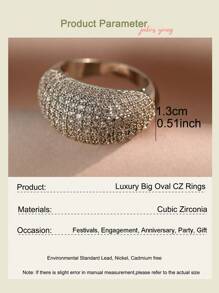 1pc Ins Style Luxury Big Oval Zirconia Rings For Women Engagement Weddings Ring Jewelry Luxury Dresses