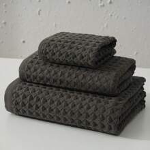 Juego de 3 piezas de toallas de waffle absorbentes: 1 toalla de baño de 70*140 cm + 1 toalla de mano de 34*80 cm + 1 paño de lavado de 35*35 cm, suaves y amigables con la piel para uso doméstico y de baño, de vuelta a la escuela para salón de belleza, hogar y baño