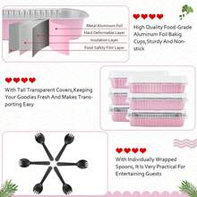 Mini Bread Pan With Lid And Spoon, Rectangular Foil Baking Tray, Mini Cheesecake Container, Multi-Function High Capacity Pastry Box For Baking, Cheese, Sweet Potato, Sushi, Desserts - Ideal For Home, Restaurant, Kitchen, Parties, Weddings, Graduations, Christmas, Halloween, Easter, Thanksgiving, Valentine's Day - Multicolor - View 5