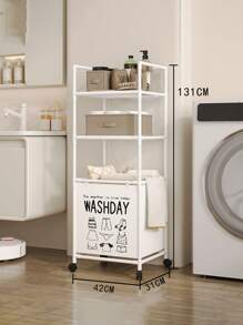 1pc Multi-Tier Storage Laundry Basket Organizer Rack, Bathroom Towel Holder, Removable Rolling Washing Machine Organizer, Mobile Floor Standing Clothes Rack