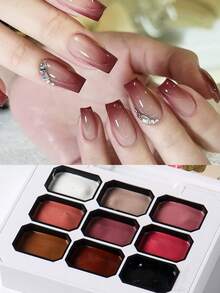 FULL BEAUTY Bộ dụng cụ làm móng mùa xuân, bao gồm sơn móng tay, sơn gel móng tay lâu trôi, kem che khuyết điểm móng mini 9 ngăn, sơn gel móng tay chuyển màu liền mạch, gel viền móng và sơn gel móng tay UV. - Nhiều màu - Xem 9