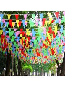 100pcs/Set 164ft Pennant Bunting Flags, Durable Outdoor Party Festival Decor For Weddings, Parties, Sports Events, Malls, Indoor Holiday And Garden Activities, With Easy Hanging String - Multicolor - View 6