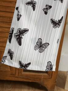 女童休闲直筒裤，蝴蝶印花，适合夏秋季 - 白色 - 查看 4