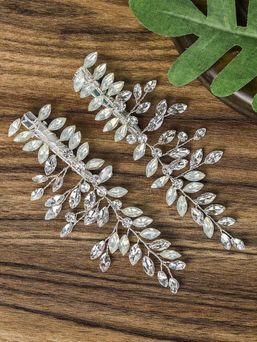 2 Ultra-Ethereal Silver Crystal Hair Clips Princess Mori Style Floral Hair Accessories
