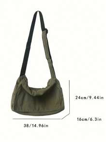 Oversized Washed Canvas Messenger Bags, Casual Shoulder Bags For Men, Minimal & Artistic Vibe, Large Capacity Canvas Flap Satchel Bags For Students, Solid Color