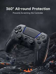 Paquete de 3 estuches protectores de silicona para control de PlayStation5 + Juego de pegatinas, compatibles con PlayStation5/4, Controlador, antideslizante, antisuded, antipolvo, anti-arañazos, mejora el agarre para una mejor experiencia de juego, disponible en negro/morado/rosa - Multicolor - Ver 7