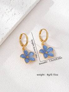 4 对/套夏季旅行海滩花卉多巴胺滴油耳环套装，适合女士，适合多种场合佩戴