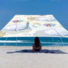 1 件海洋生物设计遮阳篷,轻松打造舒适休闲区,卡通海洋风格,100% 涤纶,矩形,防水,防紫外线,适用于户外花园、露台、海滩、夏季,附赠尼龙绳 - 彩色 - 查看 25