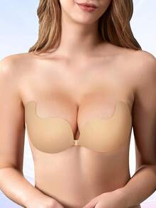 2 Pairs Push Up Adhesive Bras, Reusable Strapless Invisible Nipple Patches, Women's Underwear And Lingerie Accessories - Apricot - View 1