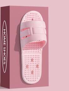 Unisex Foldable Travel Slippers, Indoor Home Bathroom Shower Drainage Quick Drying Massage Sandals, Lightweight Fast Drying Bathroom Non-Slip Flat Slides - Pink - View 4