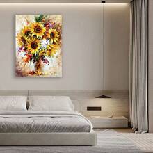 Framed 1PC Room Decor Art Sunflower Modern Floral Canvas Prints Aesthetic Posters Artwork Flowers Pictures On Canvas Wall Art For Home Office - Framed - View 5