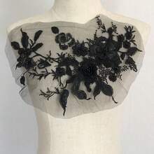 3D花朵串珠蕾丝面料贴花刺绣缝纫补丁适用于婚礼晚礼服服装补丁剪贴簿