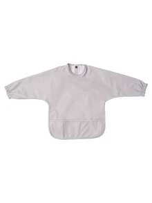 1pc Soft PU Long-Sleeved Waterproof Feeding Bib, Baby Bibs Plain Color, Long Sleeve Feeding Bib, Reverse Wear, Solid Color, Smock For Baby And Toddler Bib Suit