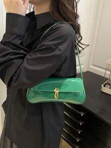 Women's Retro Faux Leather Flap Decor Underarm Shoulder Bag, Suitable For Dates, Outings, Parties And Other Occasions - Green - View 3