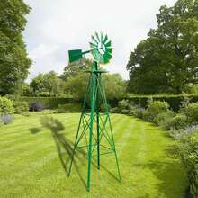 Windmill 8FT Yard Garden Metal Ornamental Wind Mill Weather Resistant Decoration - Green - View 1